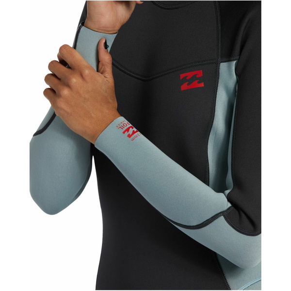 2025 Billabong Womens Foil 3/2mm Flatlock Back Zip Wetsuit ABJW100183 - Washed Black